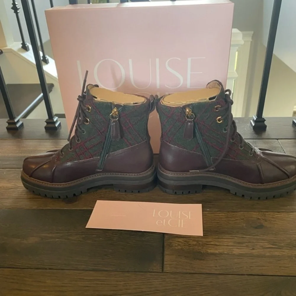 Louise et Cie Sarni Boot Plaid & Brown Platform & Chunky Heel SZ 7 NIB!